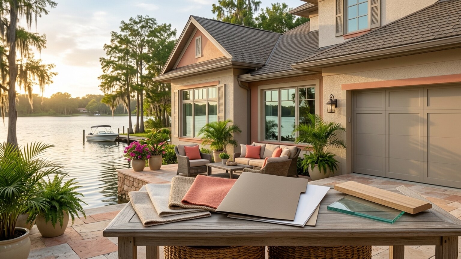 Vivienda junto al lago en Windermere con detalles exteriores refinados y materiales de planificación contra huracanes.